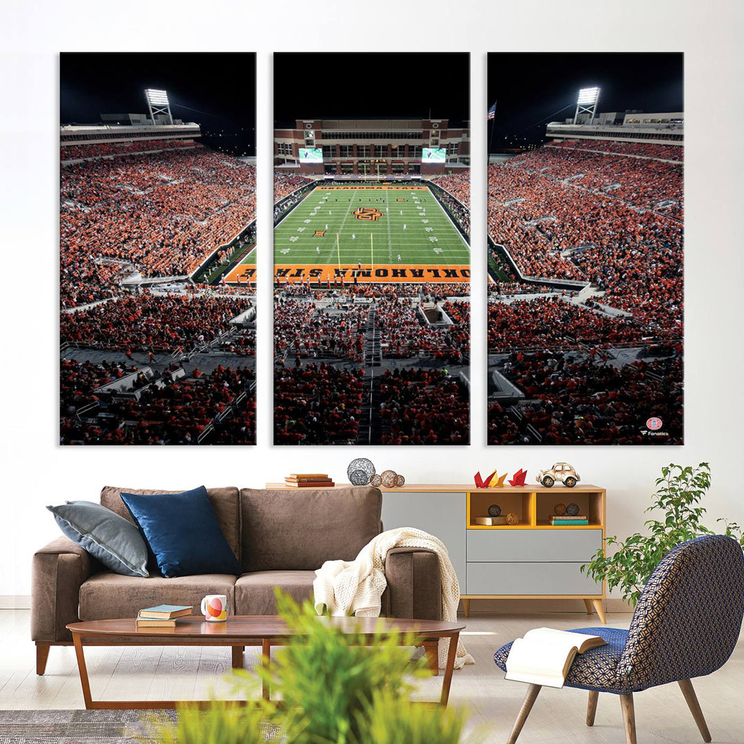 Oklahoma State Cowboys Football Team Print - Stillwater Boone Pickens Stadium Wall Art Canvas Print