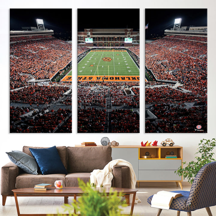 Oklahoma State Cowboys Football Team Print - Stillwater Boone Pickens Stadium Wall Art Canvas Print