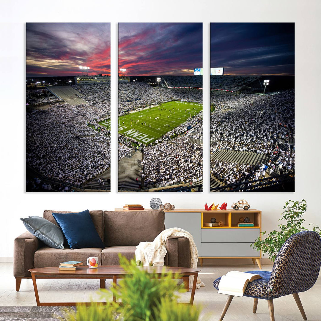 Penn State Nittany Lions Football Team Print - University Park Beaver Stadium Wall Art Canvas Print