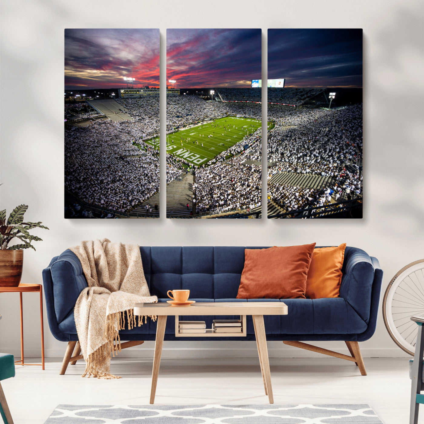 MGV-CV-48X32-3P - Penn State Nittany Lions Football Team Print - University Park Beaver Stadium Art Canvas Print