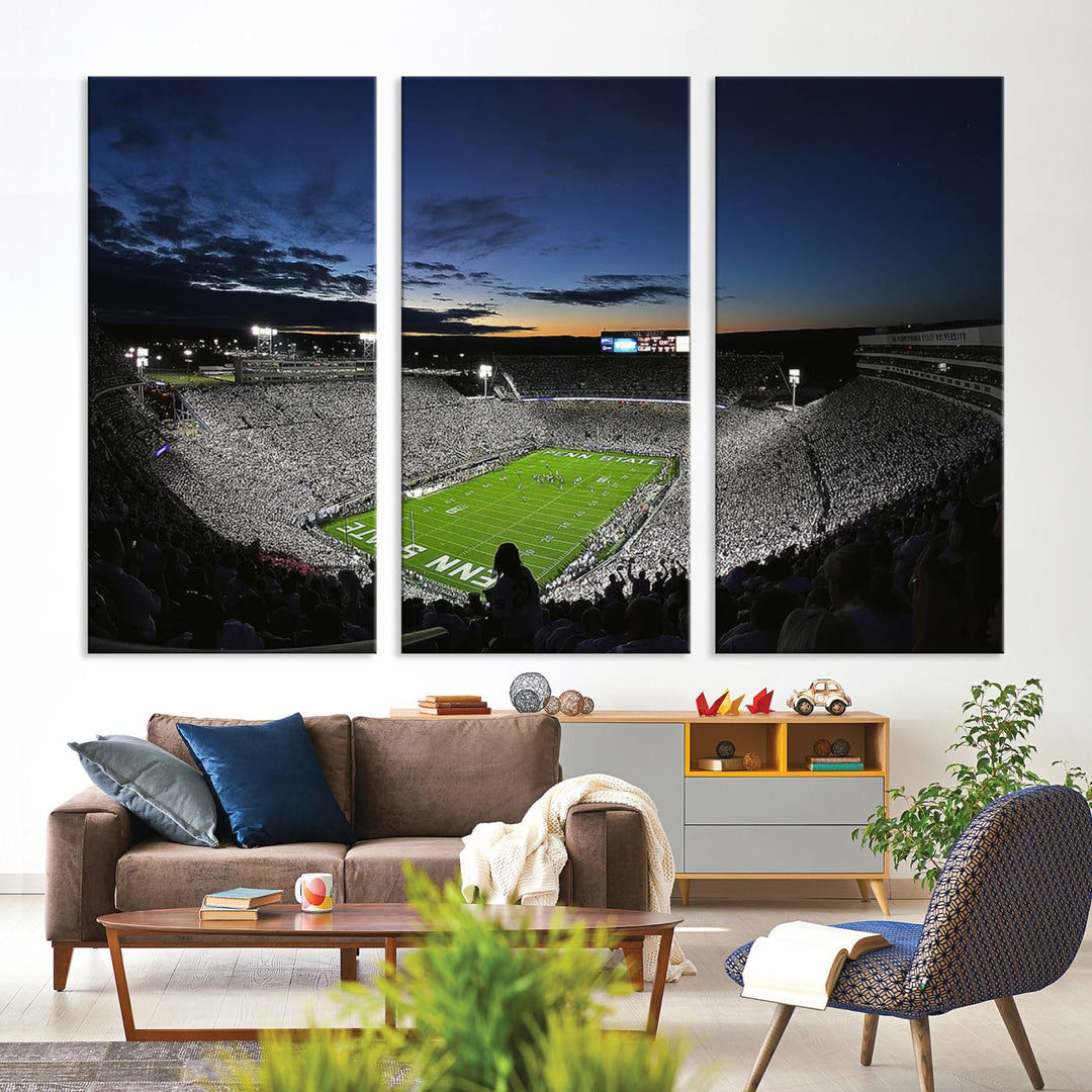 Penn State Nittany Lions Football Team Print - University Park Beaver Stadium Wall Art Canvas Print