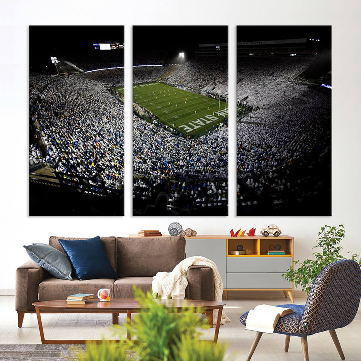 Penn State Nittany Lions Football Team Print - University Park Beaver Stadium Wall Art Canvas Print