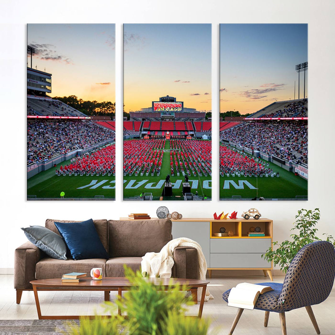 NC State Wolfpack Football Team Print - Raleigh Carter-Finley Stadium Wall Art Canvas Print