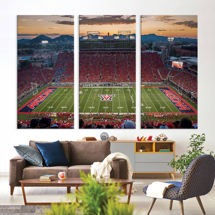 Arizona Wildcats Football Team Print - Tucson Arizona Stadium Wall Art Canvas Print