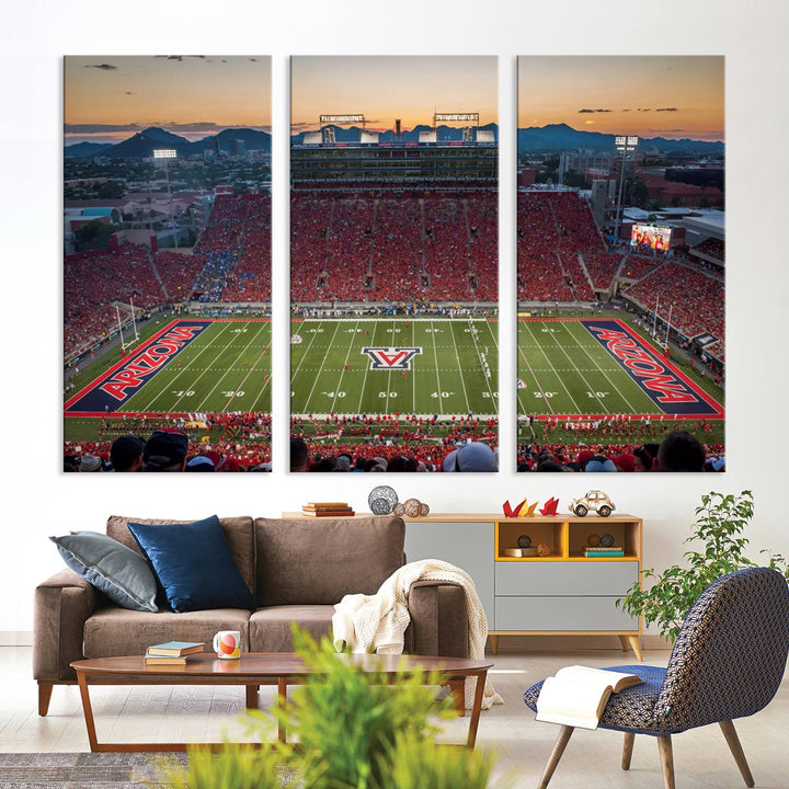 Arizona Wildcats Football Team Print - Tucson Arizona Stadium Wall Art Canvas Print