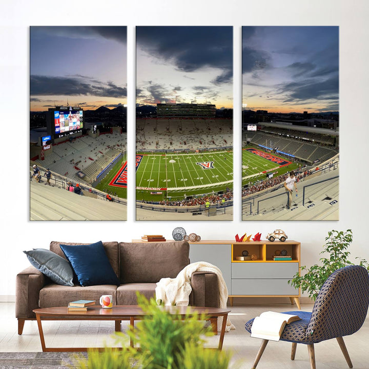 Arizona Wildcats Football Team Print - Tucson Arizona Stadium Wall Art Canvas Print