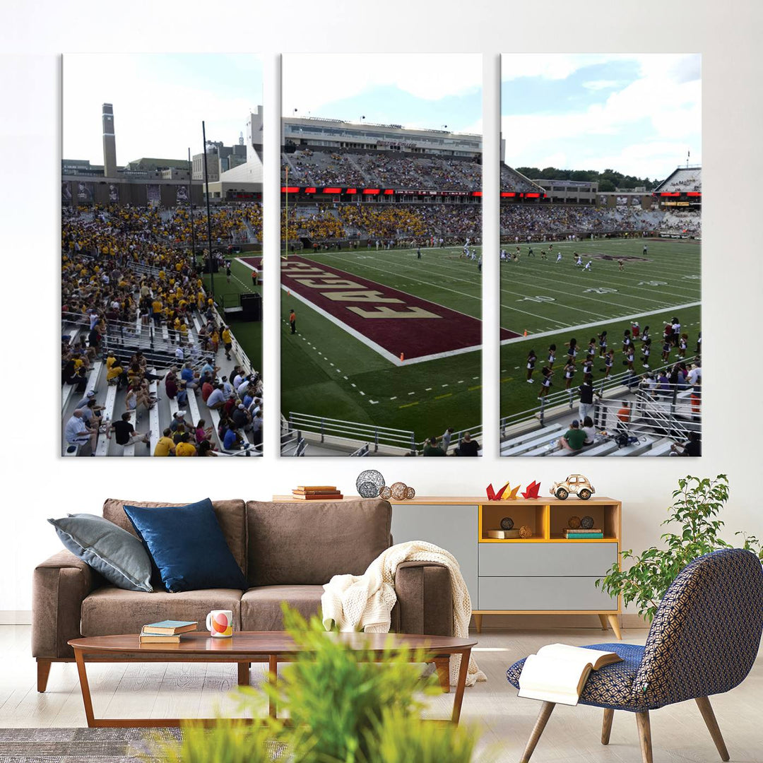 Boston College Eagles Football Team Print - Boston Alumni Stadium Wall Art Canvas Print