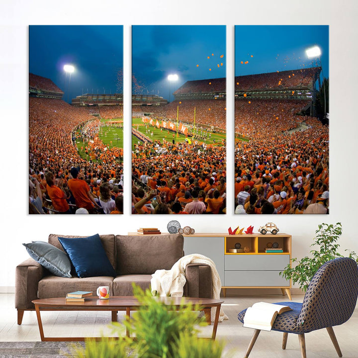 Clemson University Tigers Football Team Print - Clemson Memorial Stadium Wall Art Canvas Print