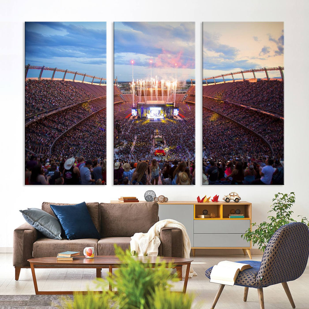 Denver Broncos Football Team Print - Empower Field at Mile High Stadium Wall Art Canvas Print