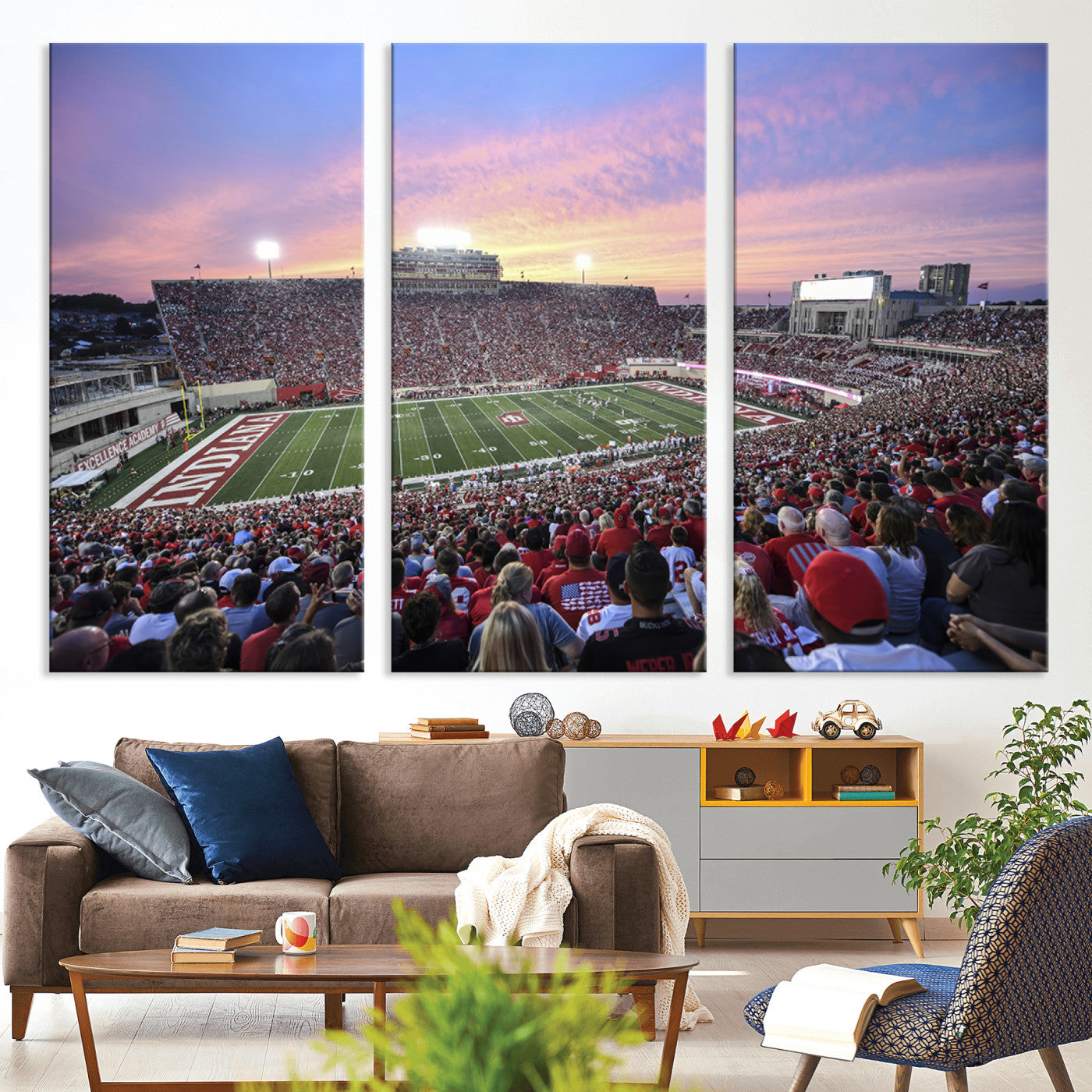 13046-MGV-CV-36X24-Indiana University Hoosiers Football Team Print - Bloomington Memorial Stadium Wall Art Canvas Print