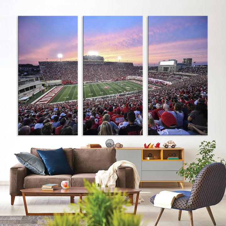 Indiana University Hoosiers Football Team Print - Bloomington Memorial Stadium Wall Art Canvas Print