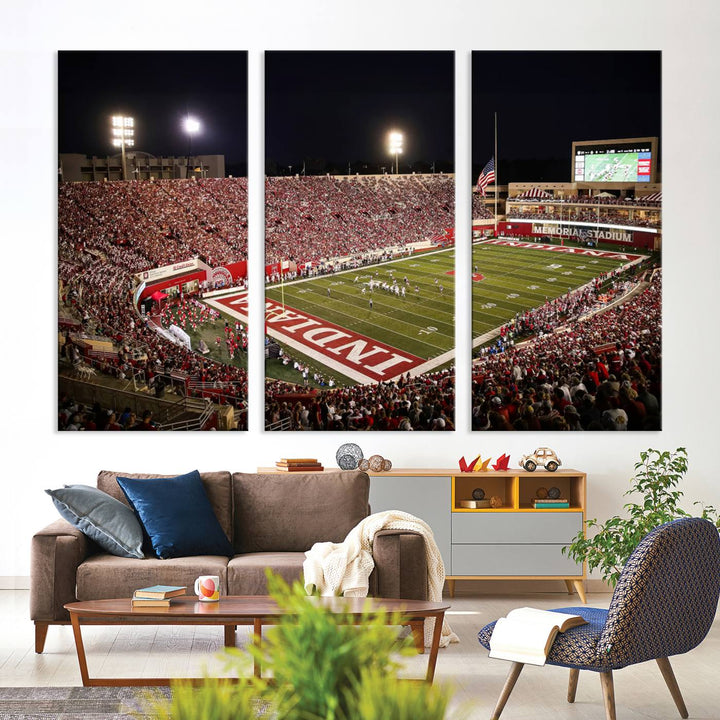 Indiana University Hoosiers Football Team Print - Bloomington Memorial Stadium Wall Art Canvas Print