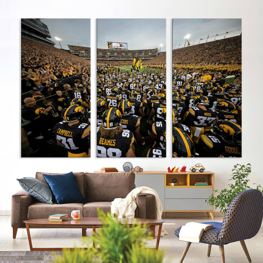 Iowa University Hawkeyes Football Team Print - Iowa City Kinnick Stadium Wall Art Canvas Print