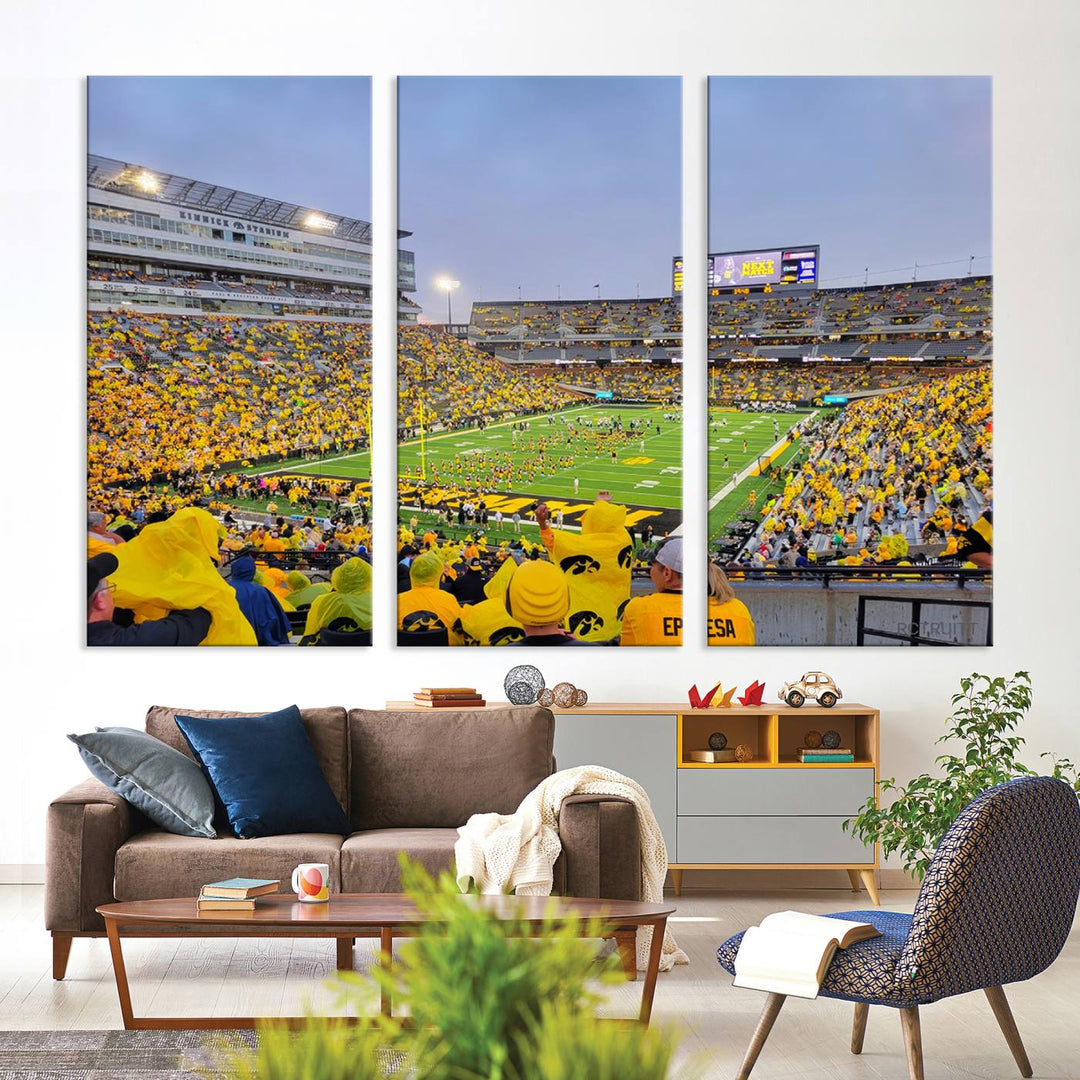 Iowa University Hawkeyes Football Team Print - Iowa City Kinnick Stadium Wall Art Canvas Print