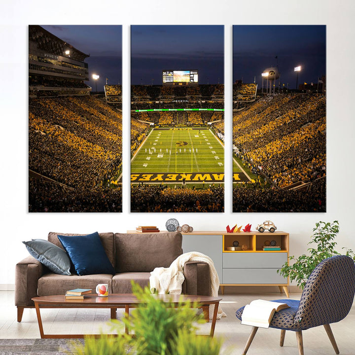 Iowa University Hawkeyes Football Team Print - Iowa City Kinnick Stadium Wall Art Canvas Print