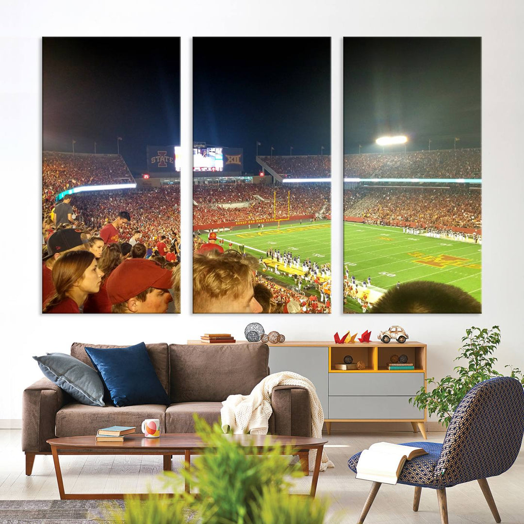 Iowa State University Cyclones Football Team Print - Jack Trice Stadium Ames Wall Art Canvas Print