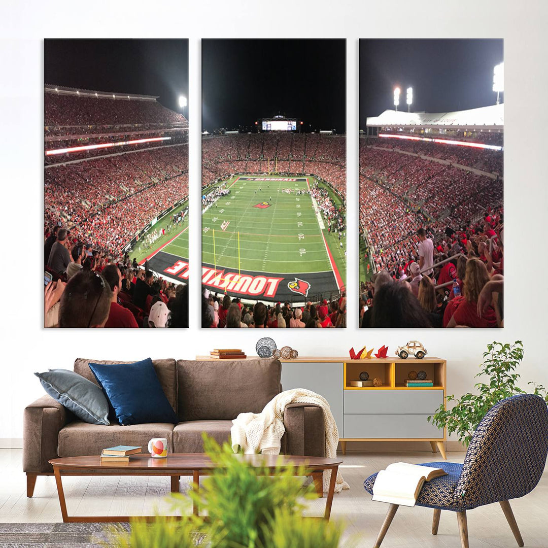 University of Louisville Cardinals Football Team Print - Louisville Cardinal Stadium Wall Art Canvas Print