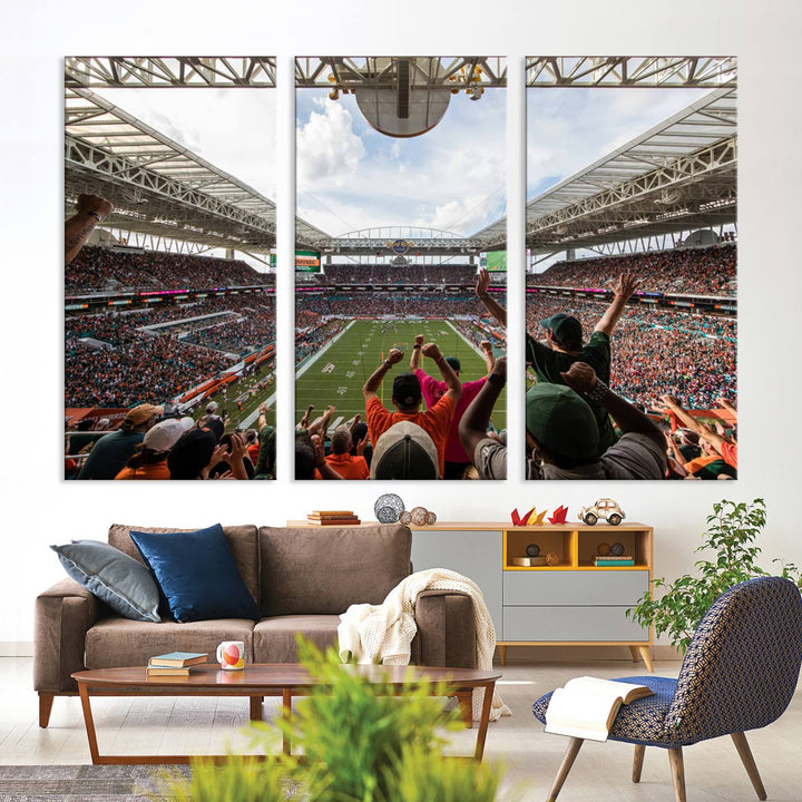 Miami Hurricanes Football Team Print - Miami Hard Rock Stadium Wall Art Canvas Print