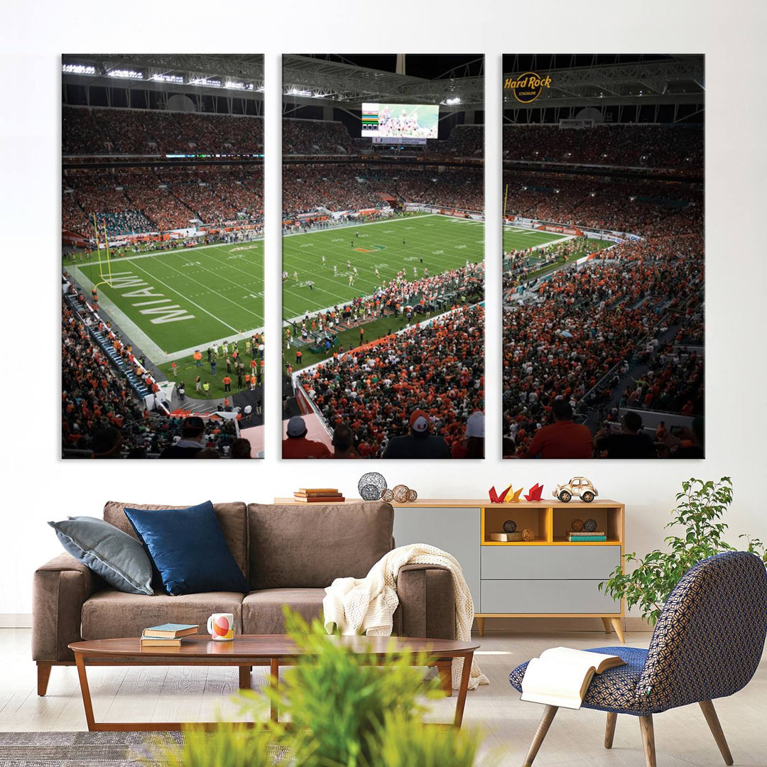 Miami Hurricanes Football Team Print - Miami Hard Rock Stadium Wall Art Canvas Print