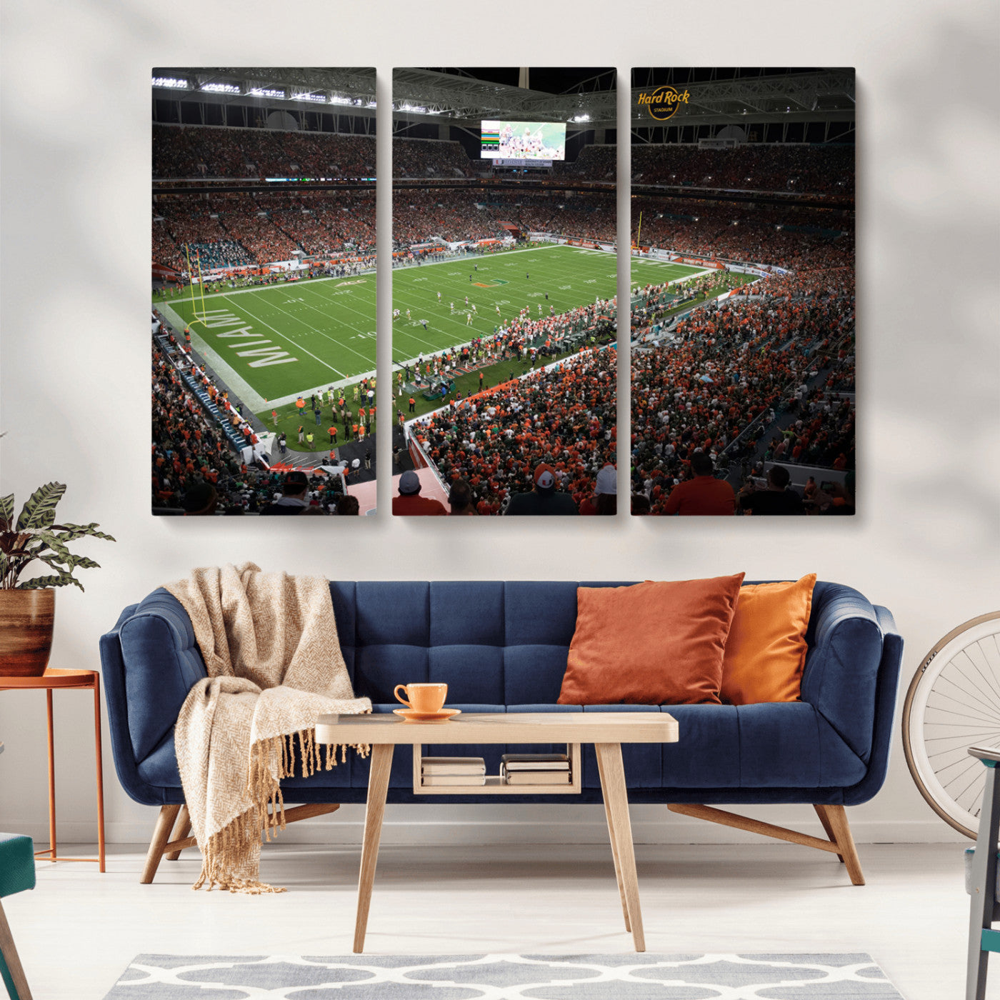 MGV-CV-48X32-3P - Miami Hurricanes Football Team Print Canvas- Miami Hard Rock Stadium Wall Art Canvas Print