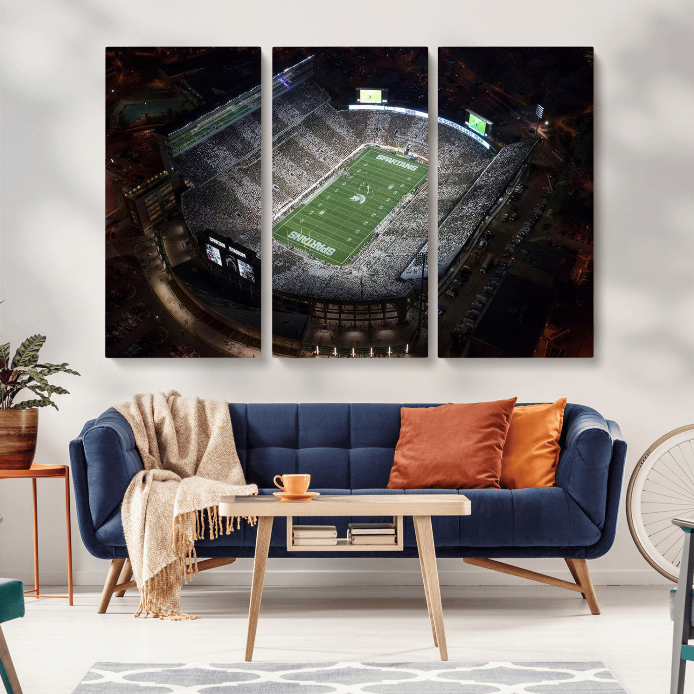 MGV-CV-48X32-3P - Michigan State Spartans Football Team Print - East Lansing Spartan Stadium Print Wall Art