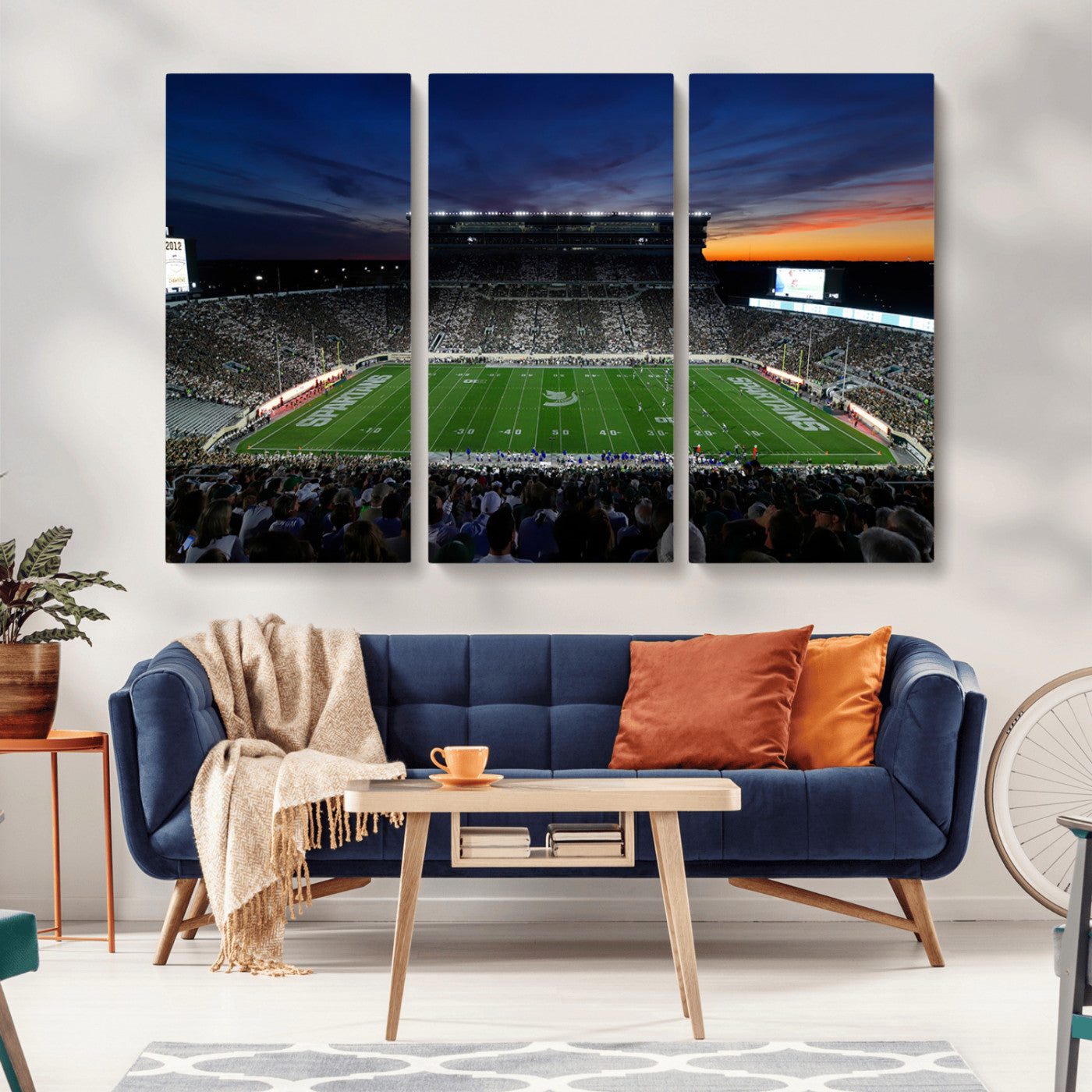 MGV-CV-48X32-3P - Michigan State Spartans Football Team Print - East Lansing Spartan Stadium Canvas Print