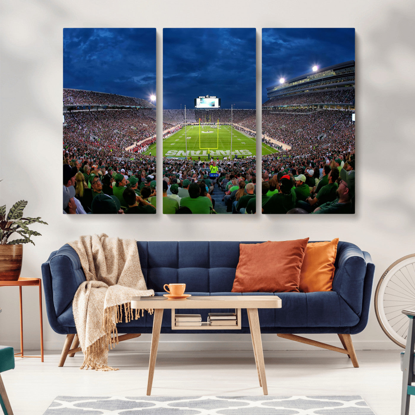 MGV-CV-48X32-3P - Michigan State Spartans Football Team Print - East Lansing Spartan Stadium Wall Art Canvas Print