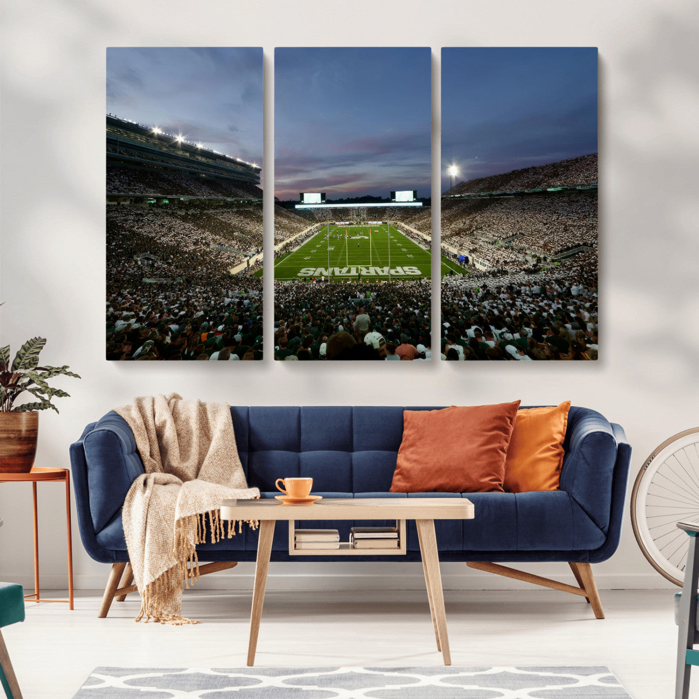 MGV-CV-48X32-3P - Michigan State Spartans Football Team Print - East Lansing Spartan Stadium Canvas Print