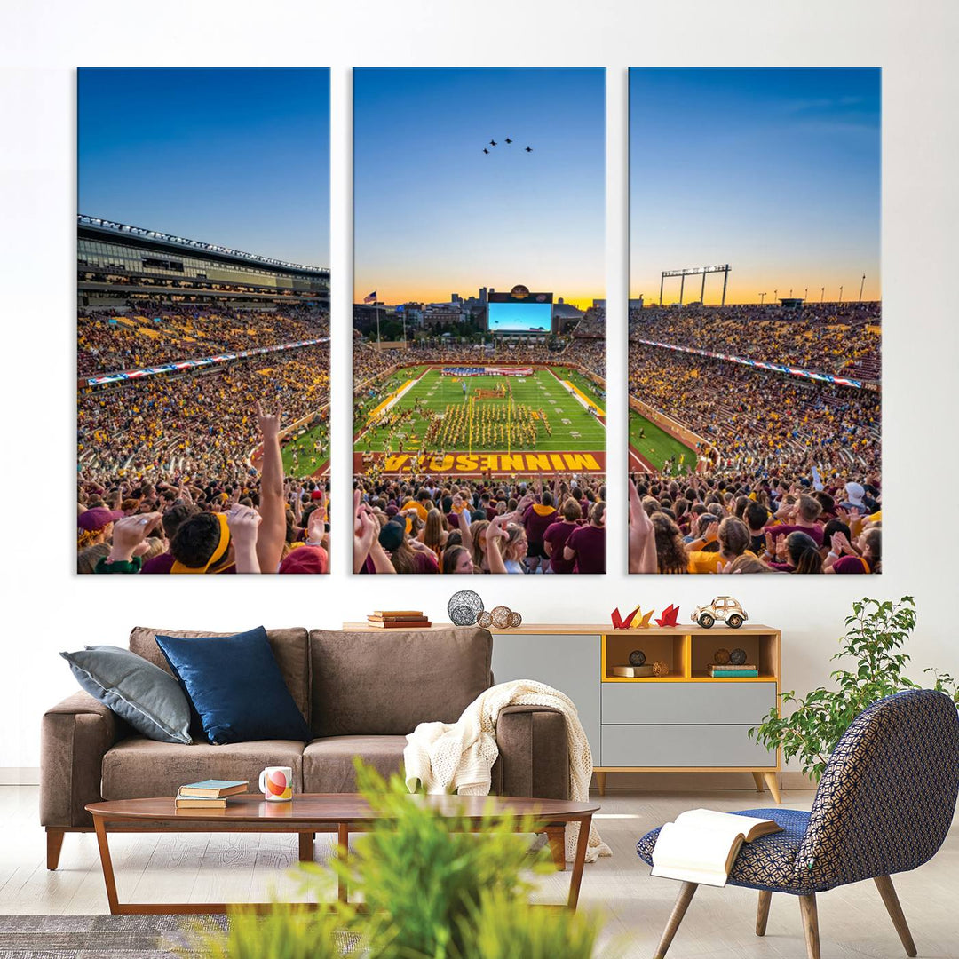 University of Minnesota Golden Gophers Football Team Print - Minneapolis Huntington Bank Stadium Wall Art Canvas Print