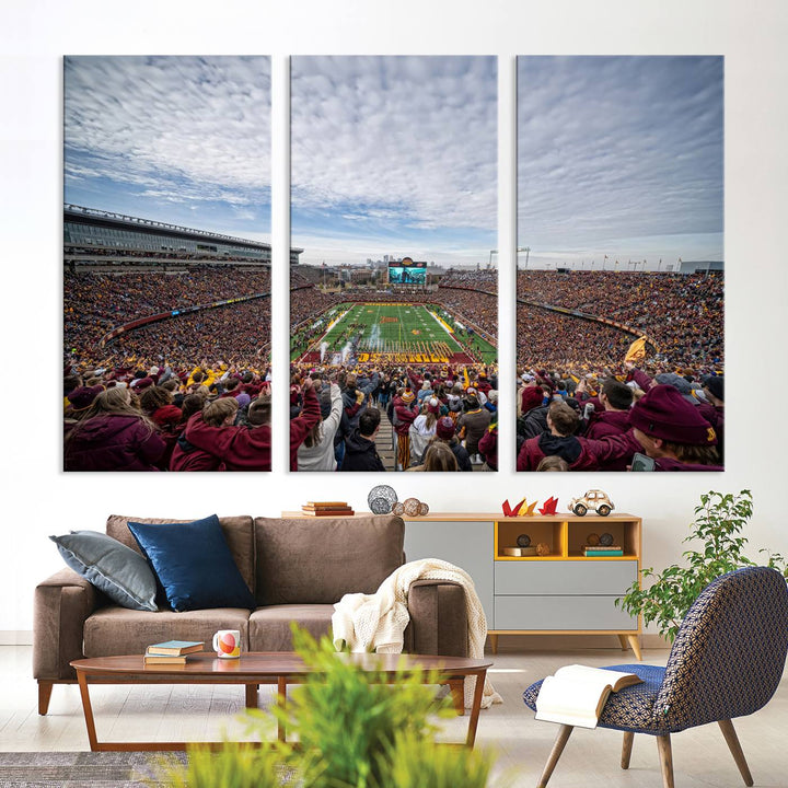 The University of Minnesotas Huntington Bank Stadium features vibrant wall art.