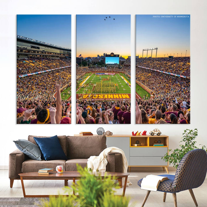 University of Minnesota Golden Gophers Football Team Print - Minneapolis Huntington Bank Stadium Wall Art Canvas Print