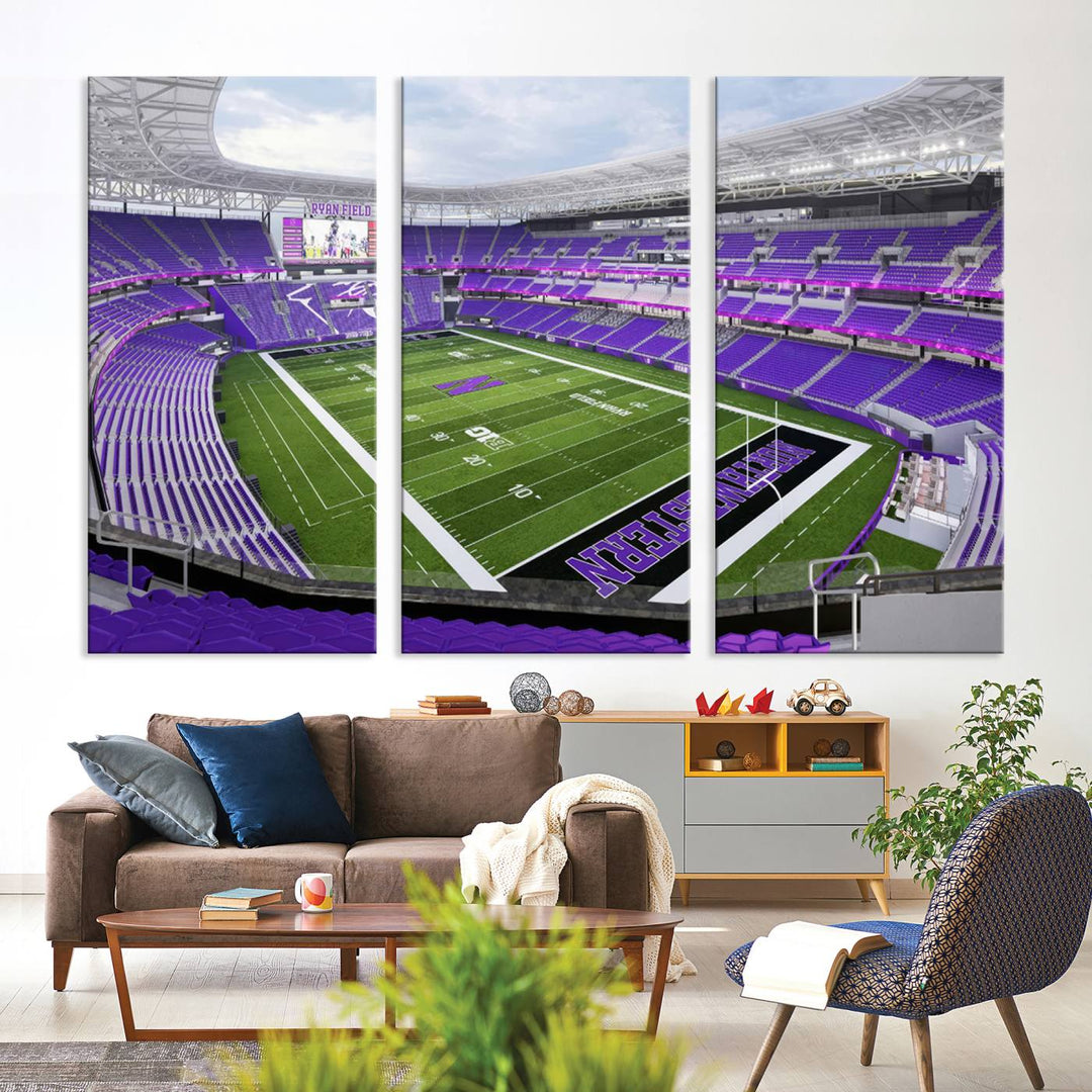 Northwestern University Wildcats Football Team Print - Evanston Ryan Field Wall Art Canvas Print