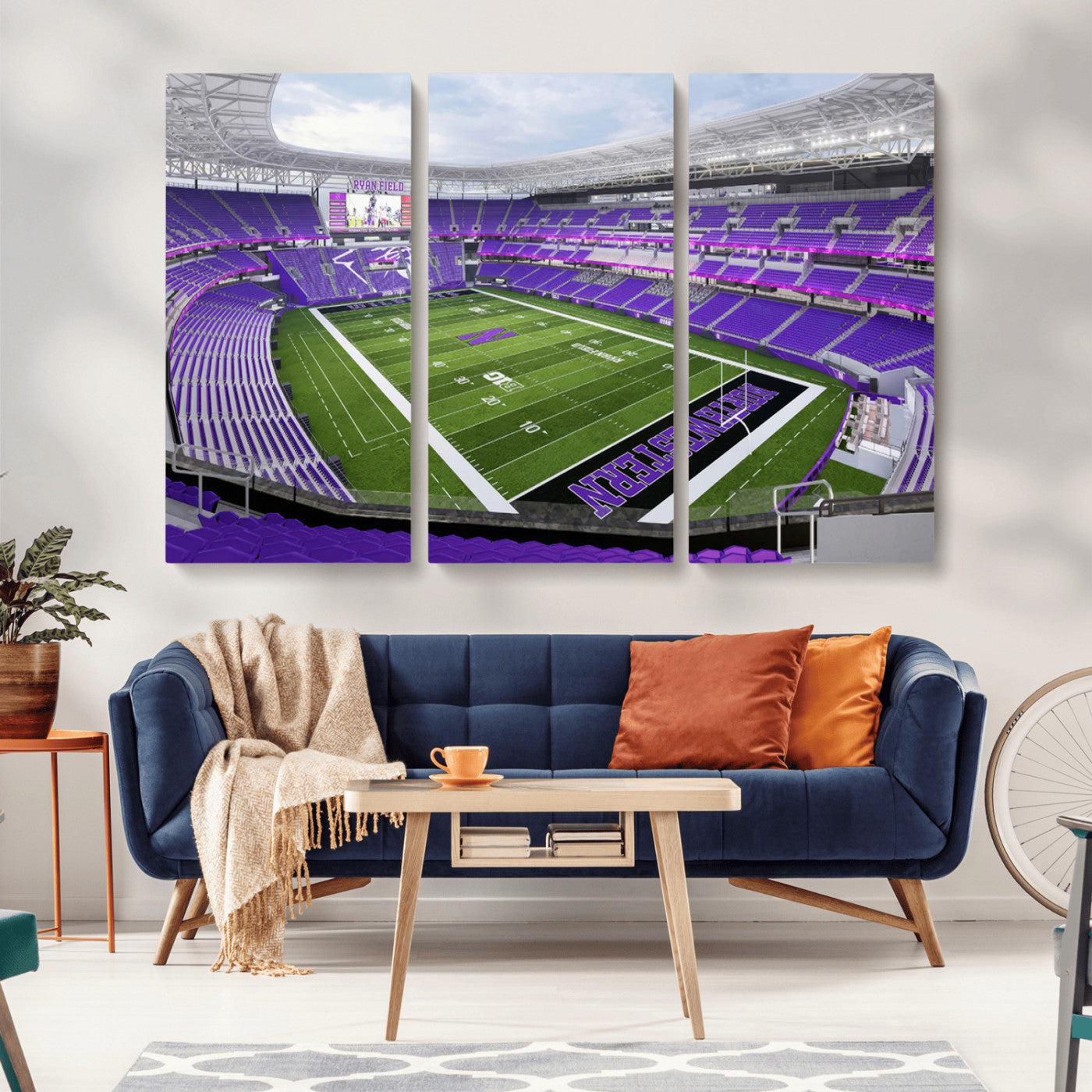 MGV-CV-48X32-3P - Northwestern University Wildcats Football Team Print - Evanston Ryan Field Wall Art Canvas Print