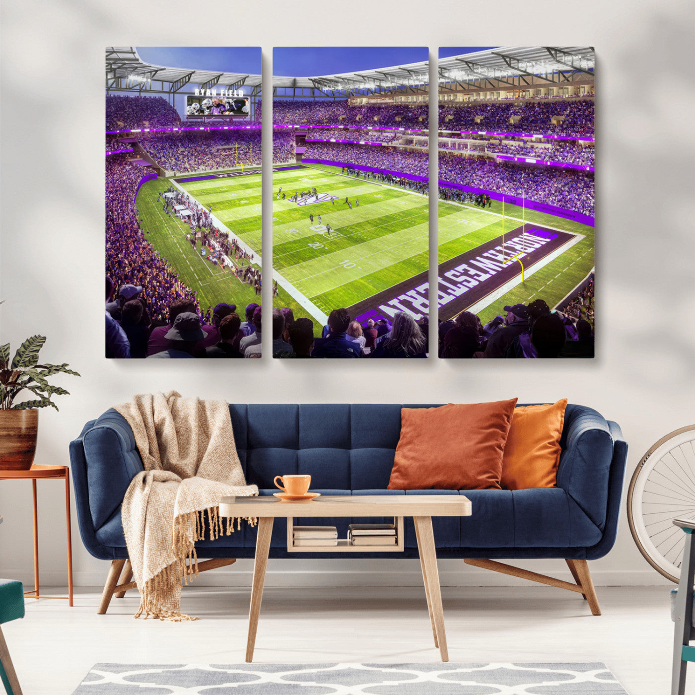 MGV-CV-48X32-3P - Northwestern University Wildcats Football Team Print - Evanston Ryan Field Wall Art Canvas Print