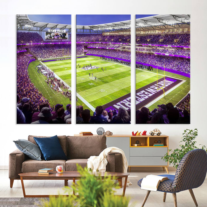 Northwestern University Wildcats Football Team Print - Evanston Ryan Field Wall Art Canvas Print