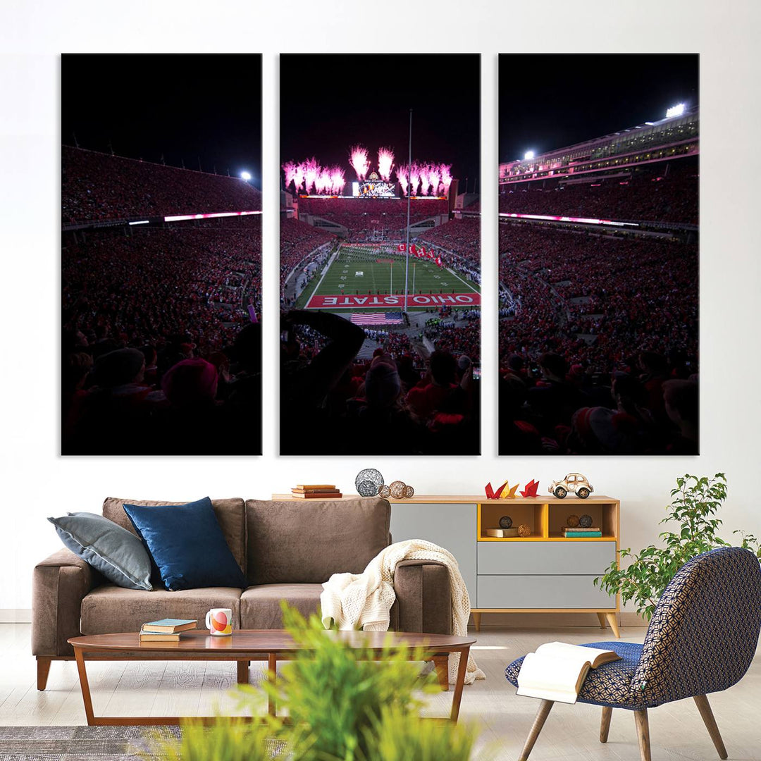 Ohio State University Buckeyes Football Team Print - Columbus Ohio Stadium Wall Art Canvas Print