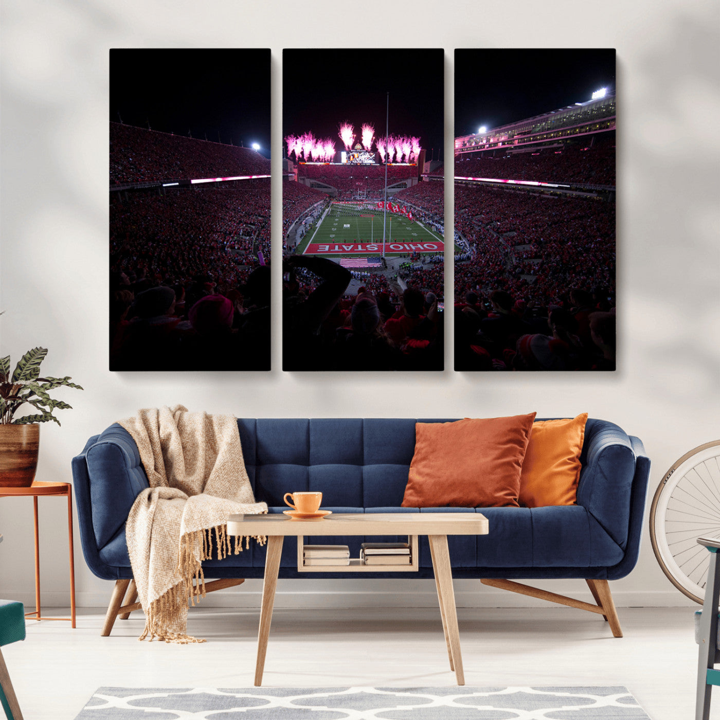 MGV-CV-48X32-3P - Ohio State University Buckeyes Football Team Print - Columbus Ohio Stadium Wall Art Canvas Print