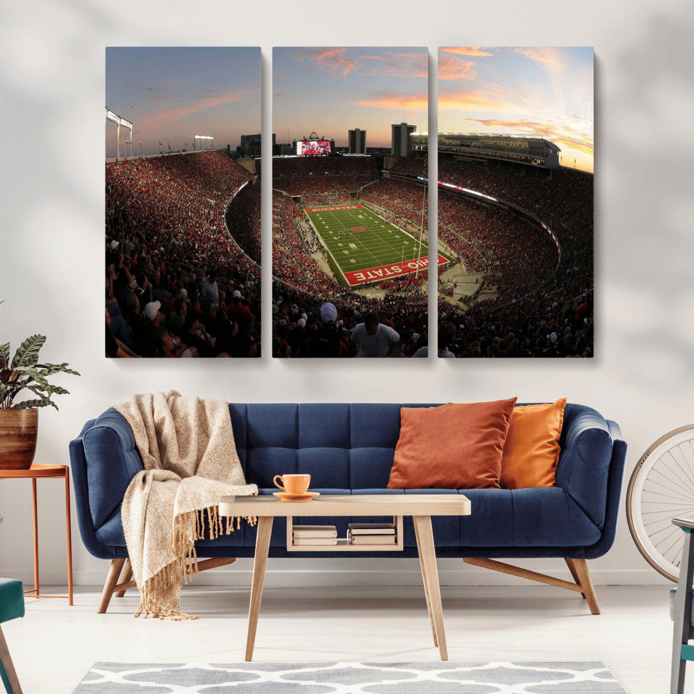 MGV-CV-48X32-3P - Ohio State University Buckeyes Football Team Print - Columbus Ohio Stadium Wall Art Canvas Print