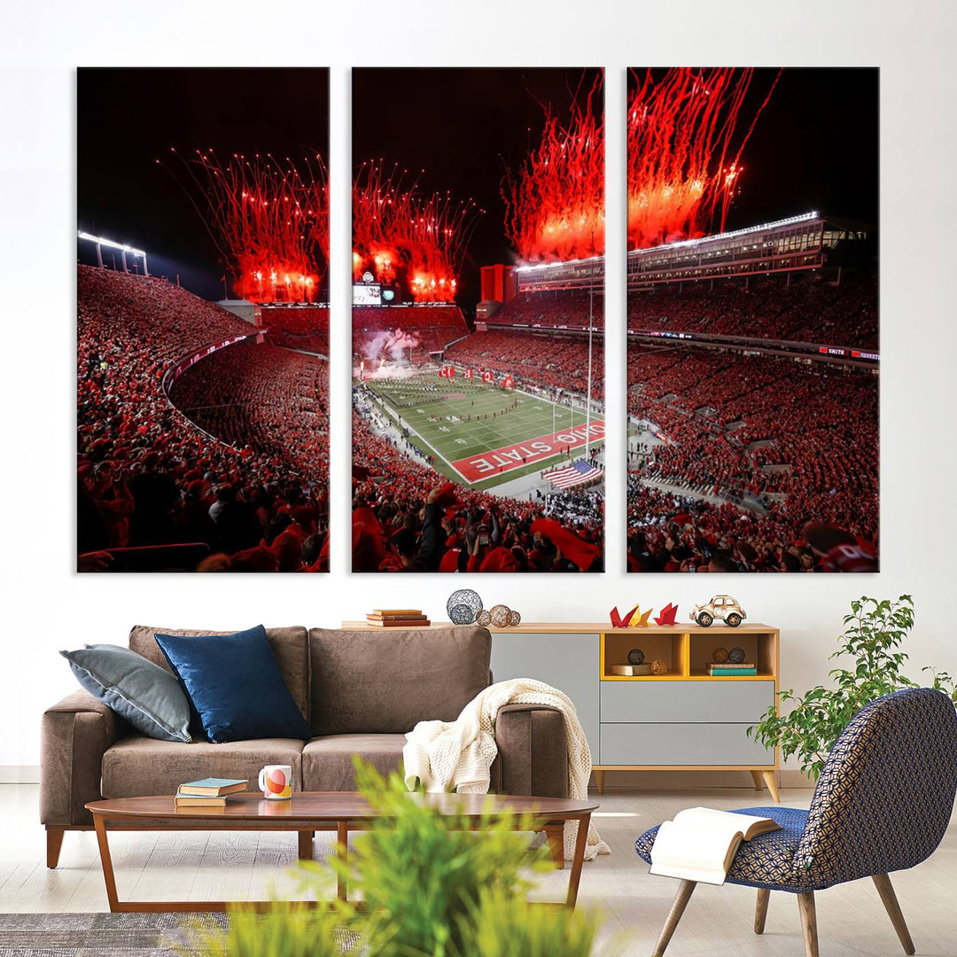 Ohio State University Buckeyes Football Team Print - Columbus Ohio Stadium Wall Art Canvas Print