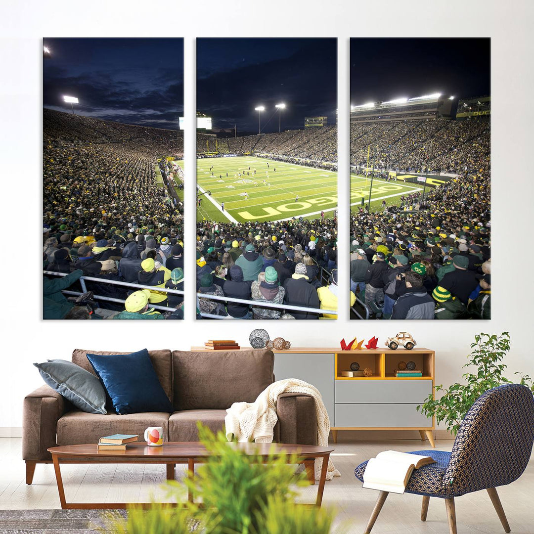 University of Oregon Ducks Football Team Print - Eugene Autzen Stadium Wall Art Canvas Print