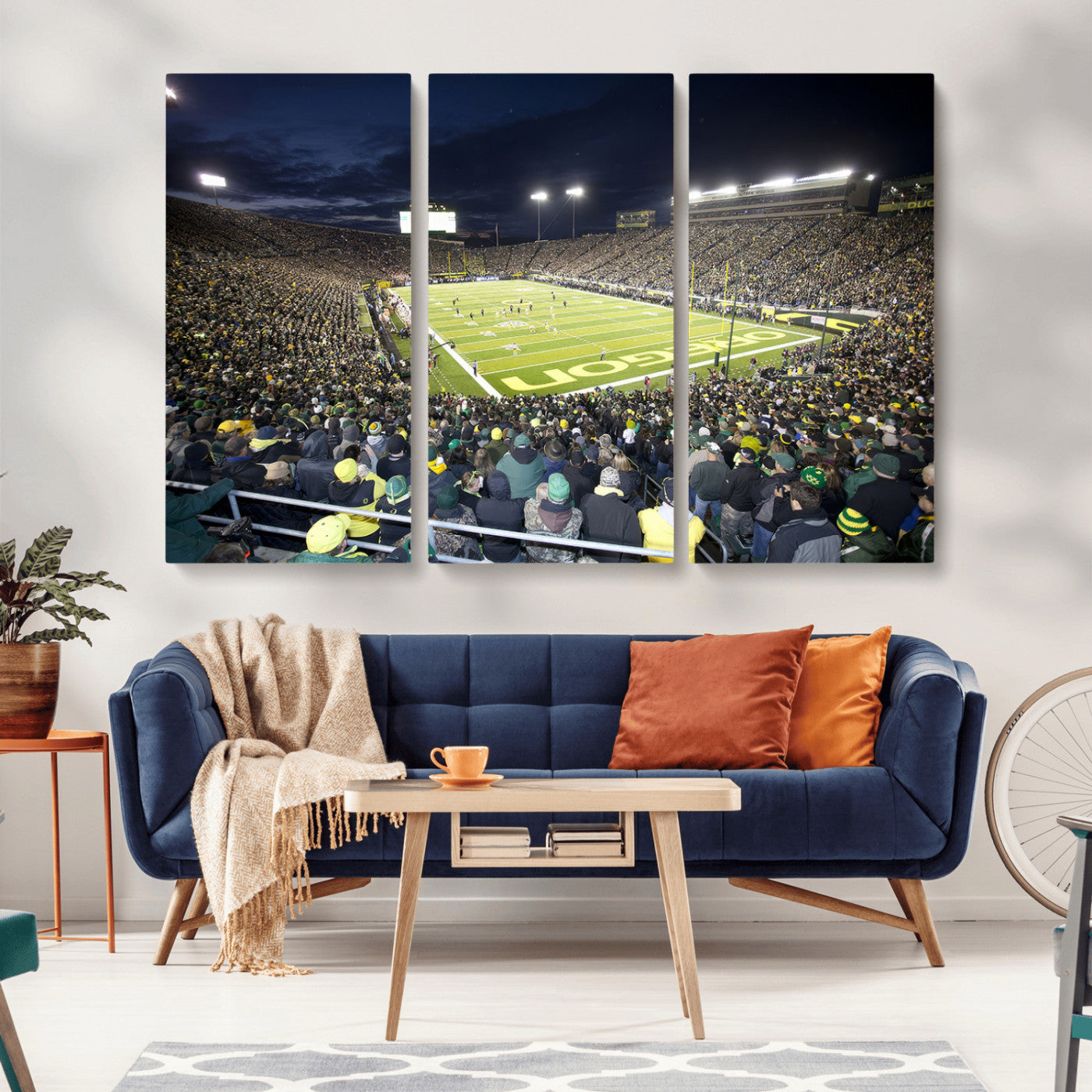 MGV-CV-48X32-3P - University of Oregon Ducks Football Team Print - Eugene Autzen Stadium Wall Art Canvas Print