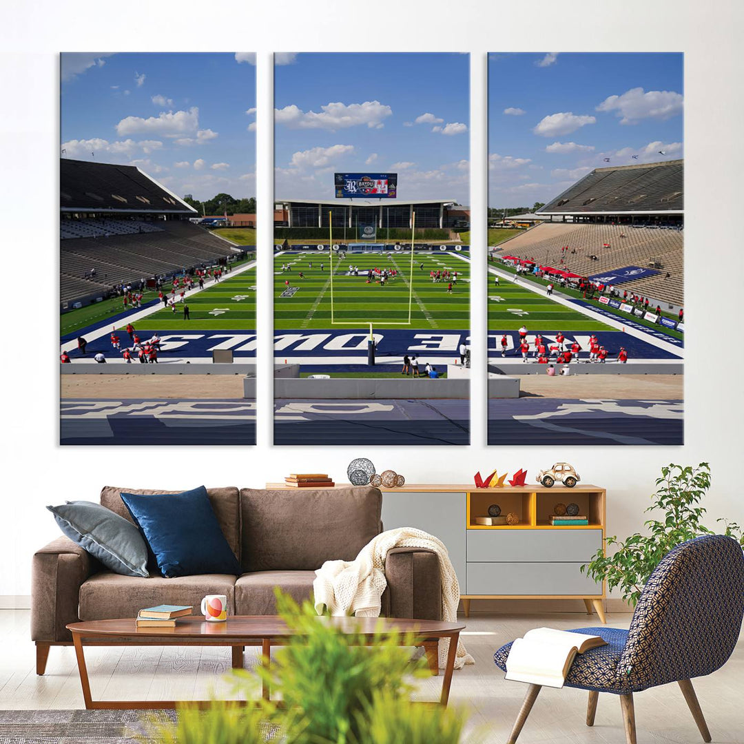 Rice University Owls Football Team Print - Houston Rice Stadium Wall Art Canvas Print