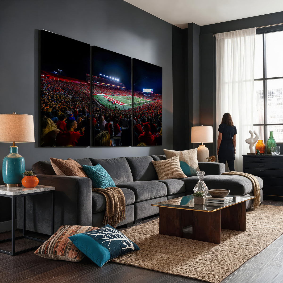 18115-PAN-FL-20X10 - Rutgers Scarlet Knights Football Team Print - SHI Stadium, Piscataway Wall Art Canvas Print