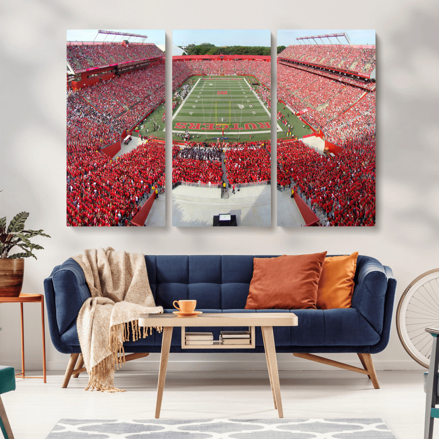 MGV-CV-48X32-3P - Rutgers Scarlet Knights Football Team Print - Piscataway SHI Stadium Wall Art Canvas Print