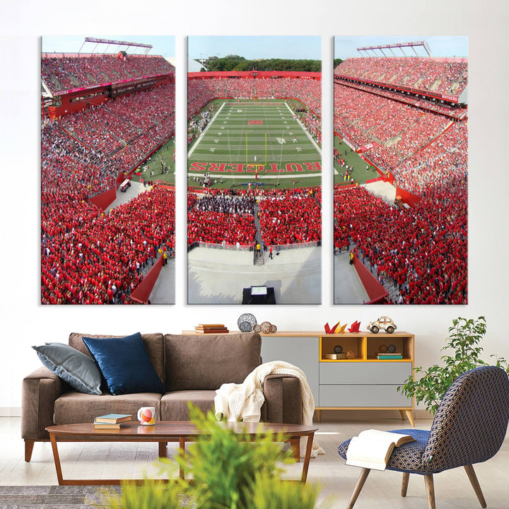 Rutgers Scarlet Knights Football Team Print - Piscataway SHI Stadium Wall Art Canvas Print