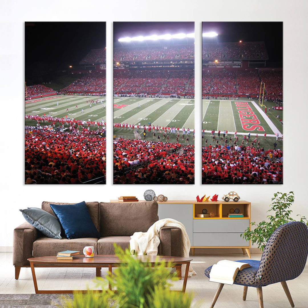 Rutgers University Scarlet Knights Football Team Print - Piscataway SHI Stadium Wall Art Canvas Print