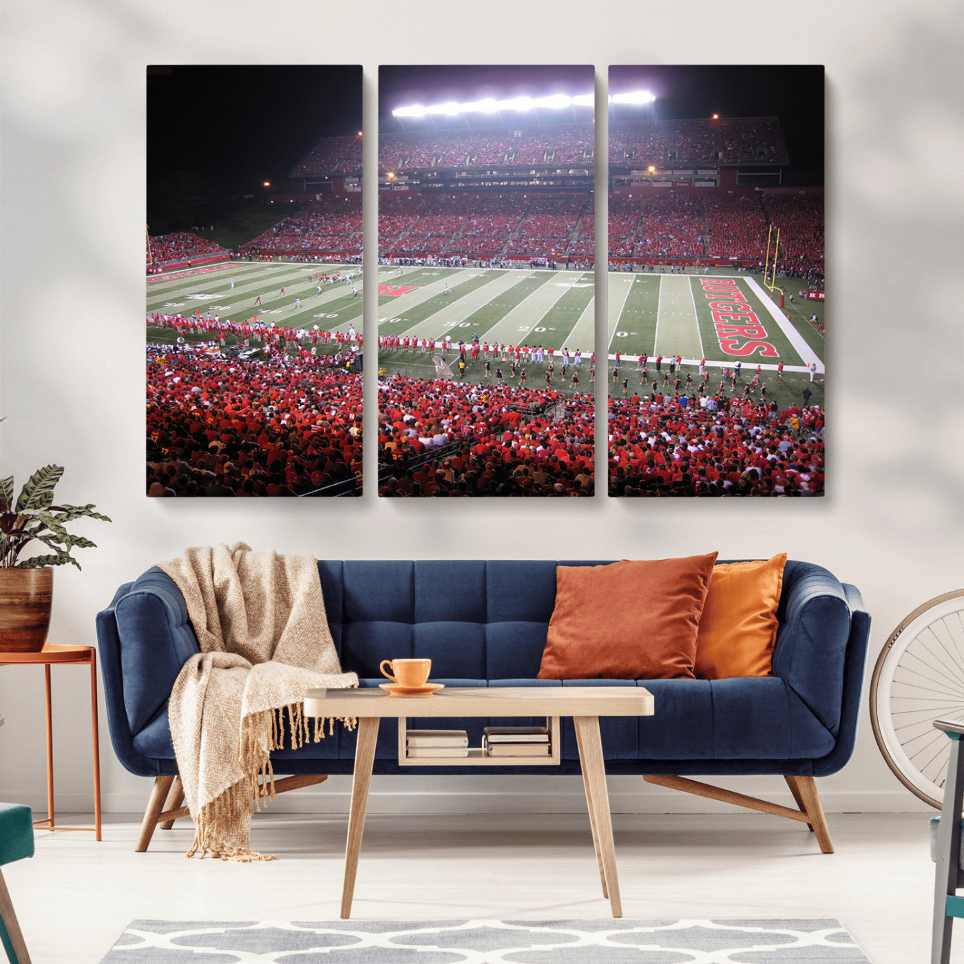 MGV-CV-48X32-3P - Rutgers University Scarlet Knights Football Team Print - Piscataway SHI Stadium Wall Art Canvas