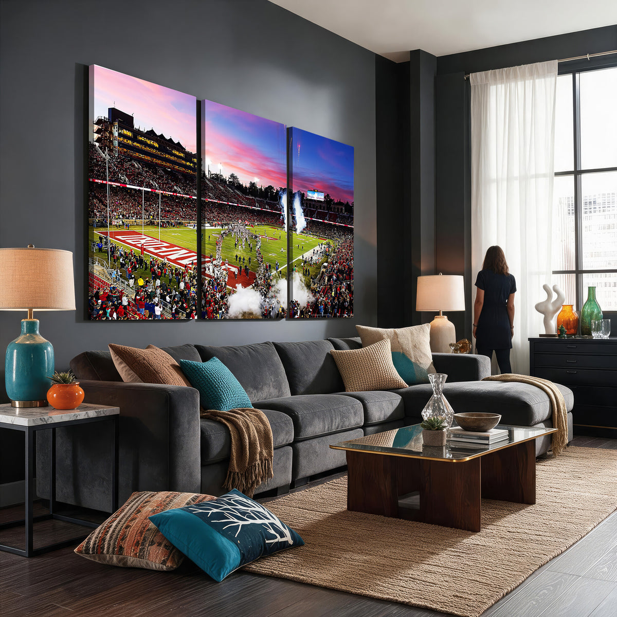 25557-PAN-FL-20X10 - Stanford University Cardinal Football Team Print - Stanford Stadium Wall Art Canvas Print