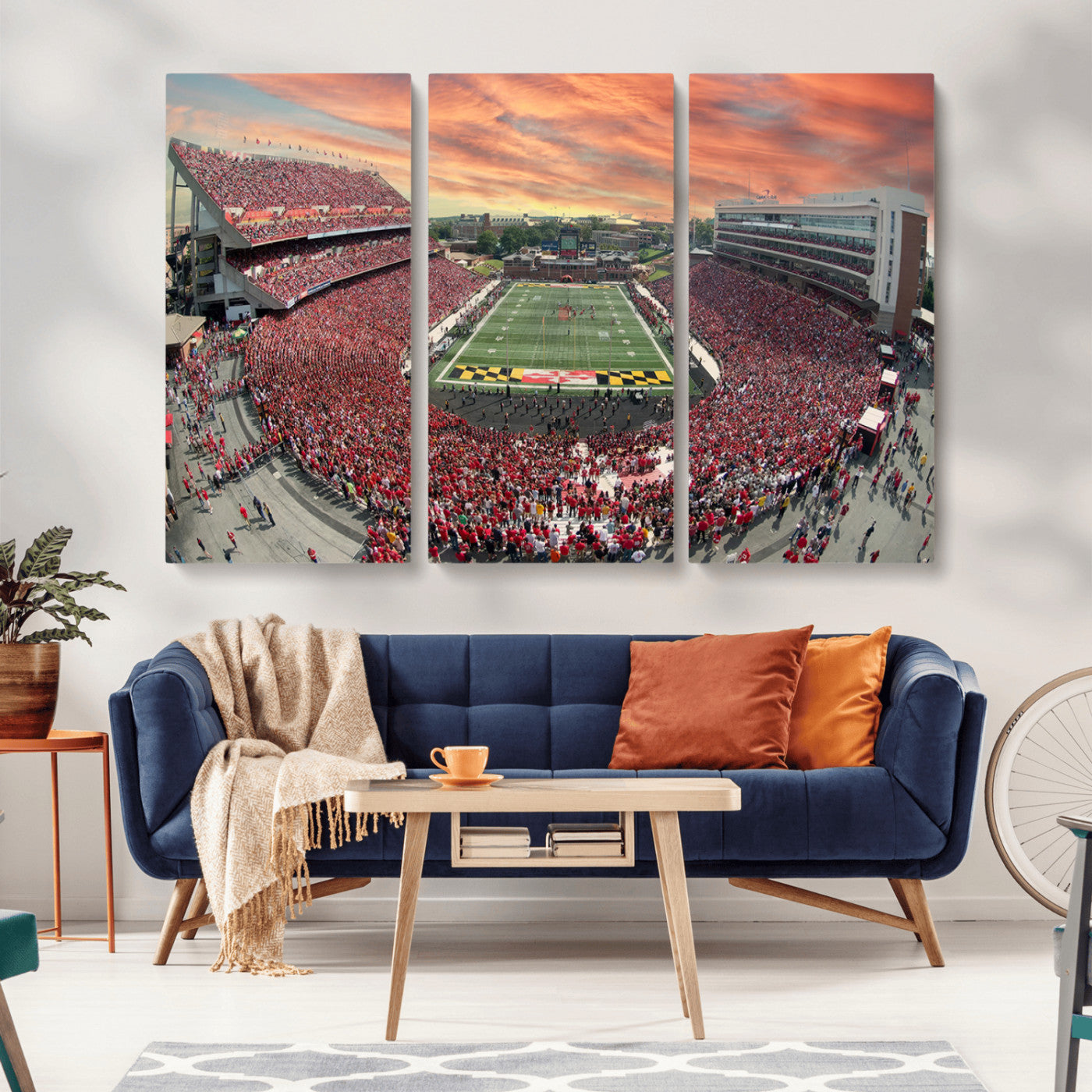 MGV-CV-48X32-3P - University of Maryland Terrapins Football Team Print - College Park SECU Stadium Wall Art Canvas