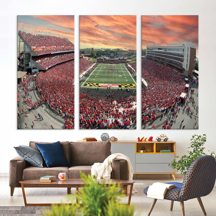 University of Maryland Terrapins Football Team Print - College Park SECU Stadium Wall Art Canvas Print